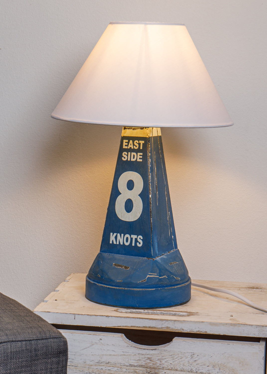 Lampe Tischleuchte Boje blau groß
