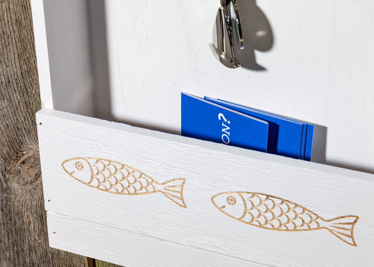 Schlüsselkasten weiß Holz Fisch