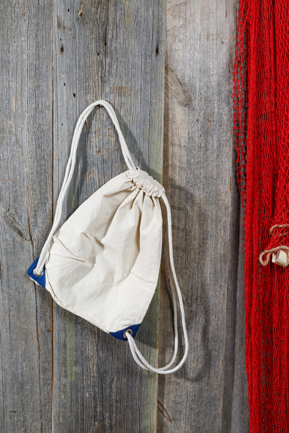 Rucksack Baumwolle Anker blau weiß rot