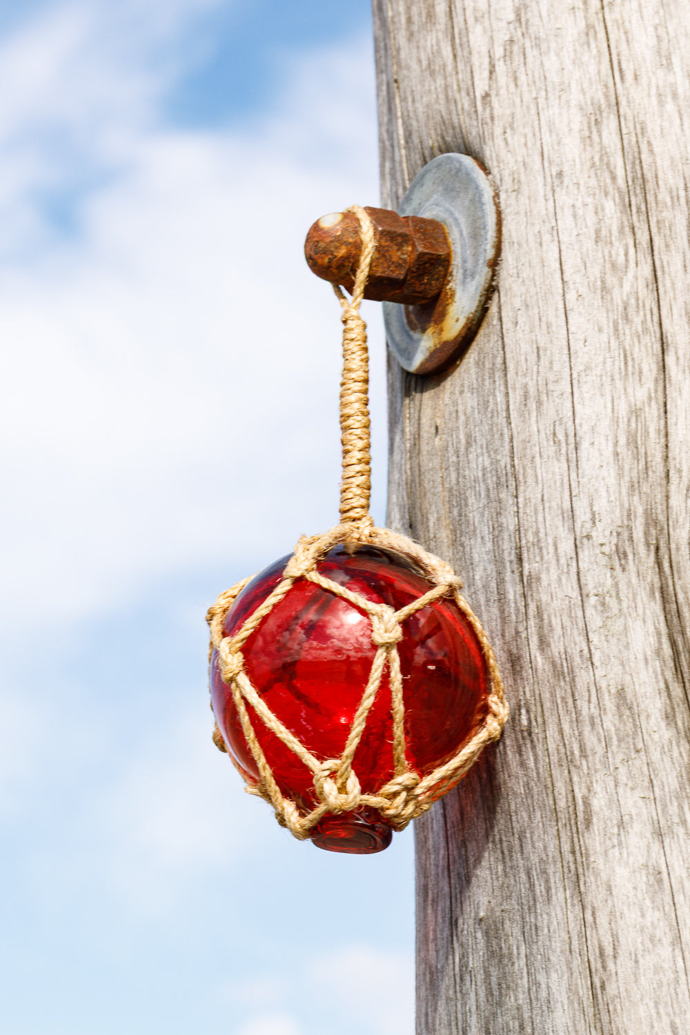 Deko Fischerkugel Glas rot, 7,5cm