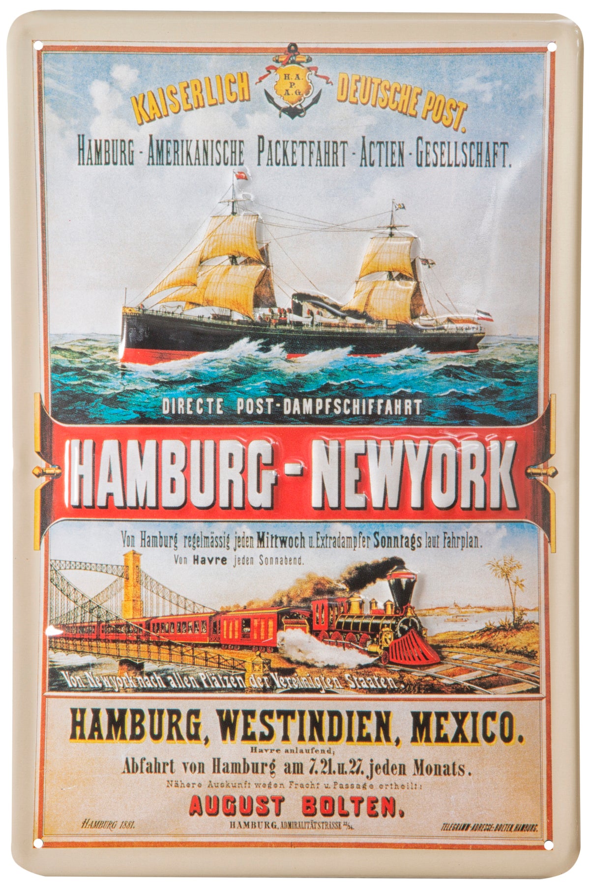 Nostalgieschild Hamburg New York
