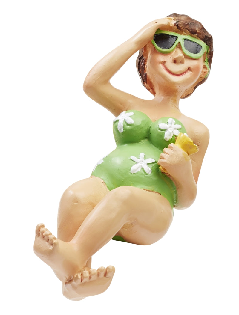 Dekofigur Bade-Urlauberin für Liegestuhl