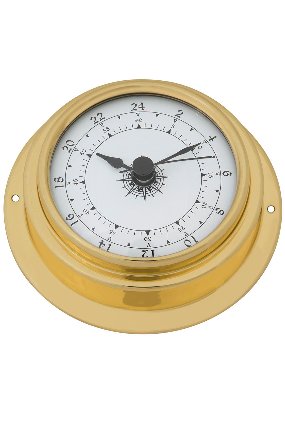 24 Stunden Uhr analog Messing 9,8cm