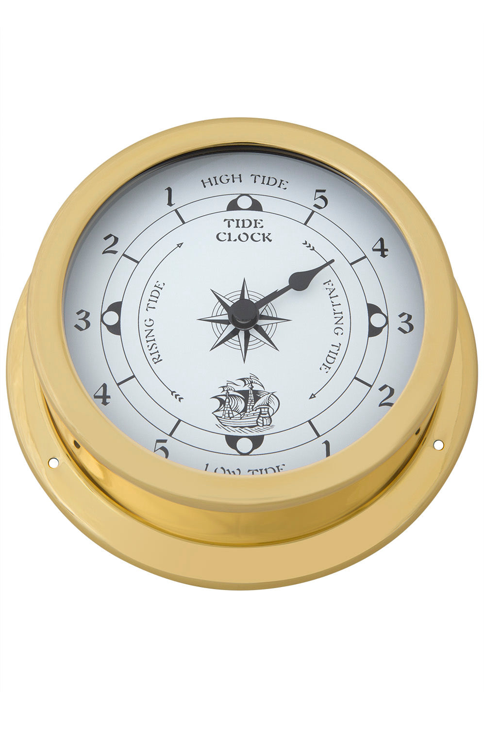 Kleine Tide Uhr Messing rund 14,5cm