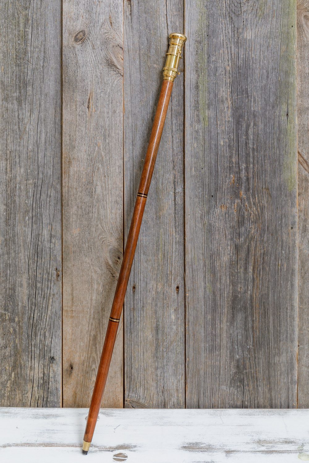 Spazierstock Holz mit Teleskop und Getränkefach