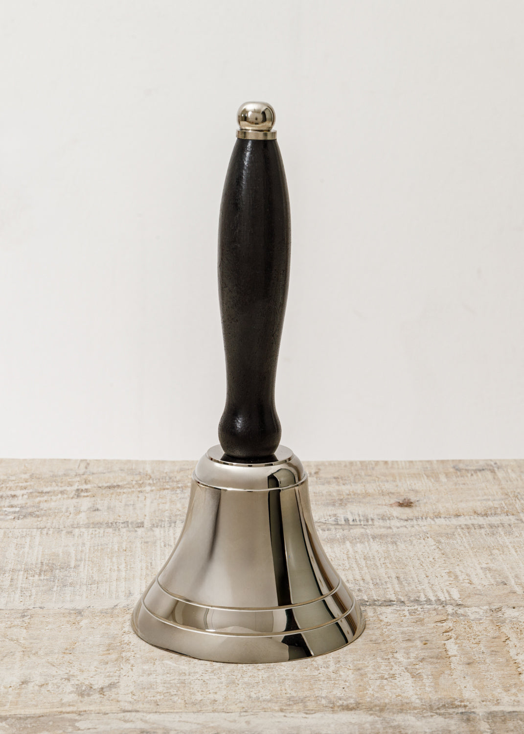 Kleine Handglocke, Tischglocke silber schwarzer Griff