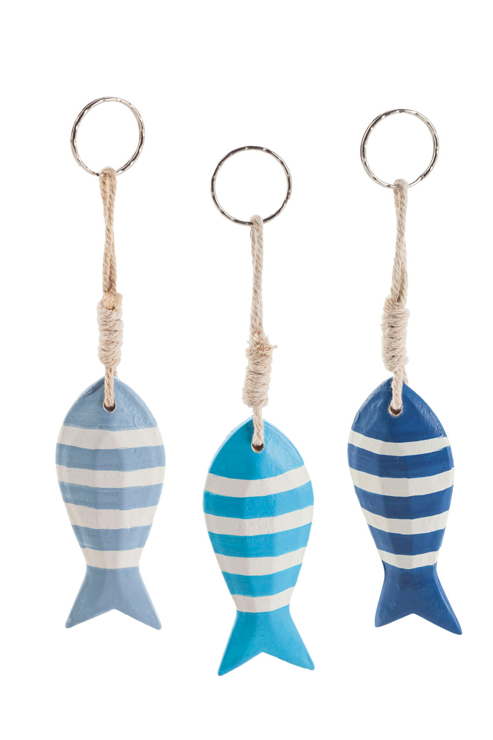 Schlüsselanhänger Fische weiß blau 3er Set