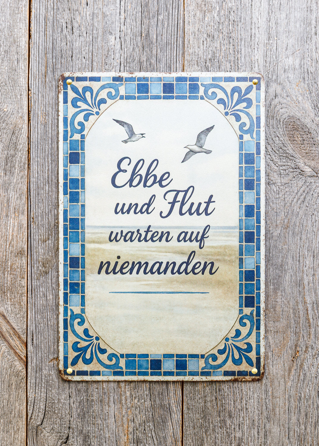 Blechschild Ebbe & Flut  Vintage Stil