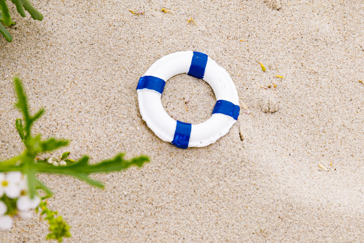 Rettungsring, mini, blau-weiss