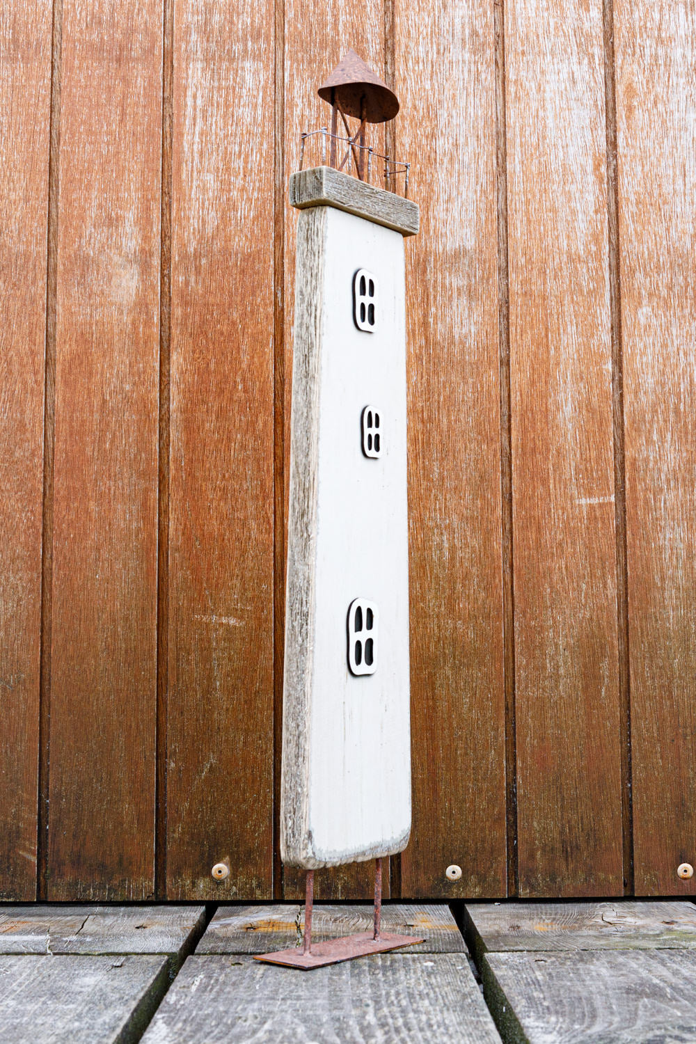 Weißer Leuchtturm Holz Deko