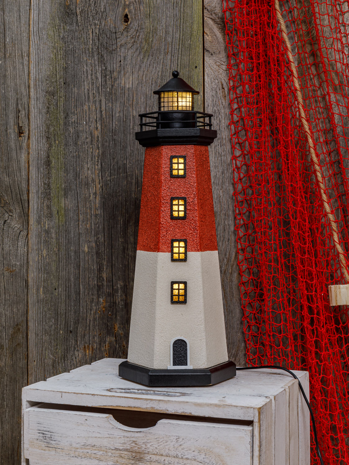 Leuchtturm LED rot und weiß