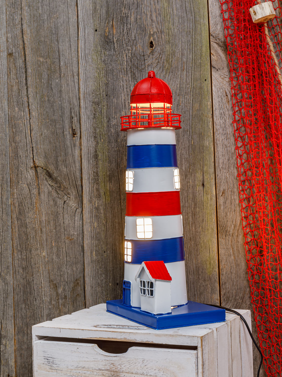 Weiß rot Leuchtturm Lampe