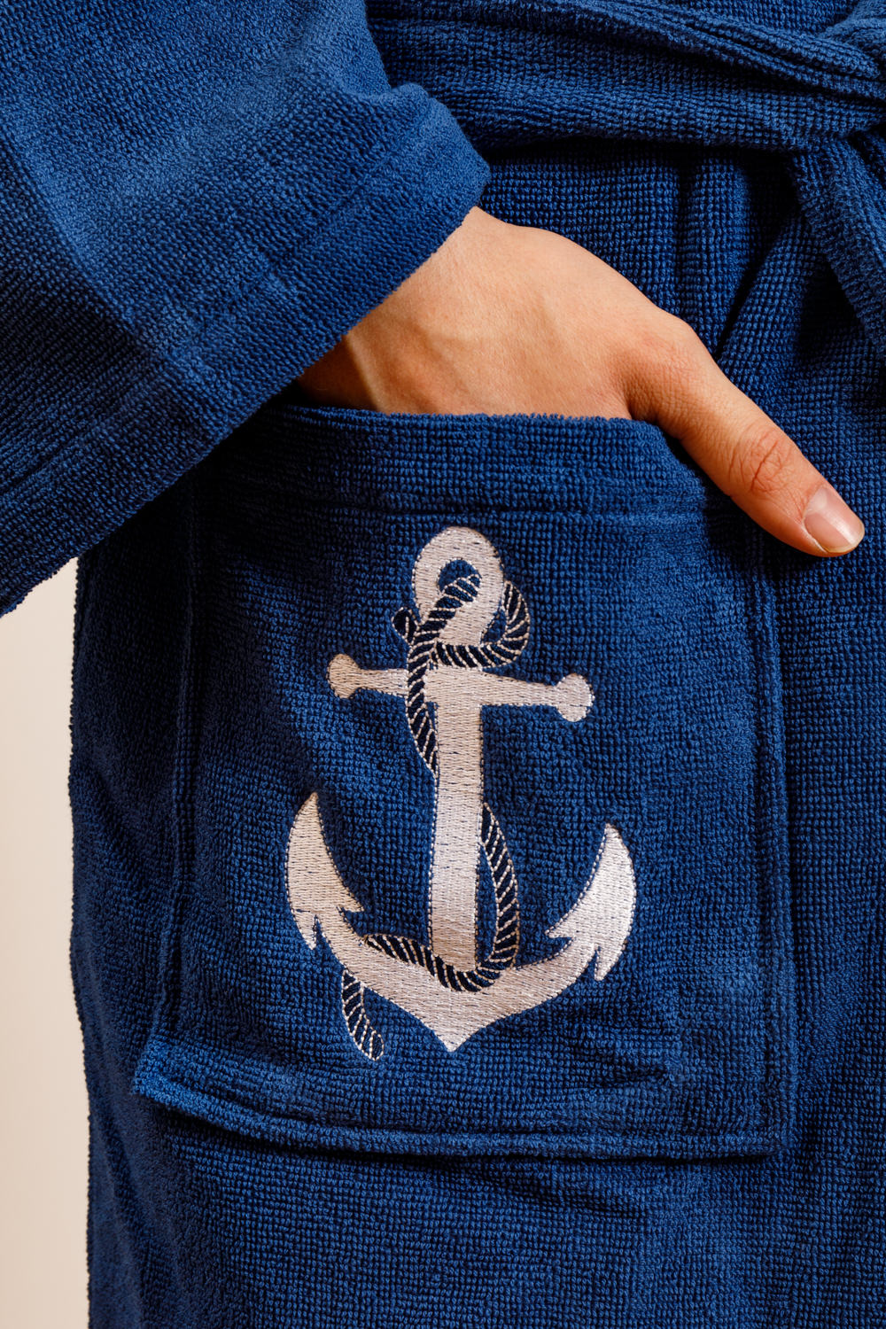 Bademantel marineblau Anker  S