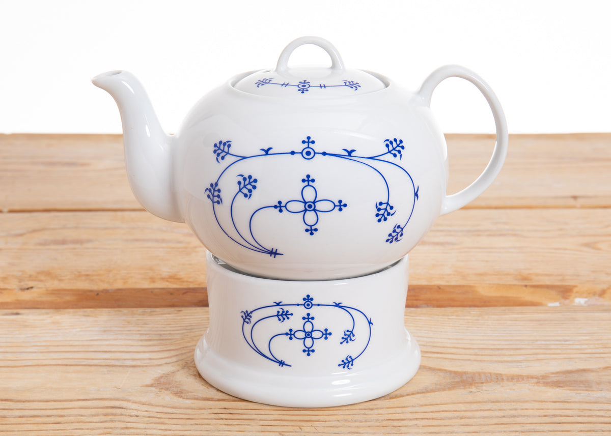 Teekanne klein, rund Indisch Blau