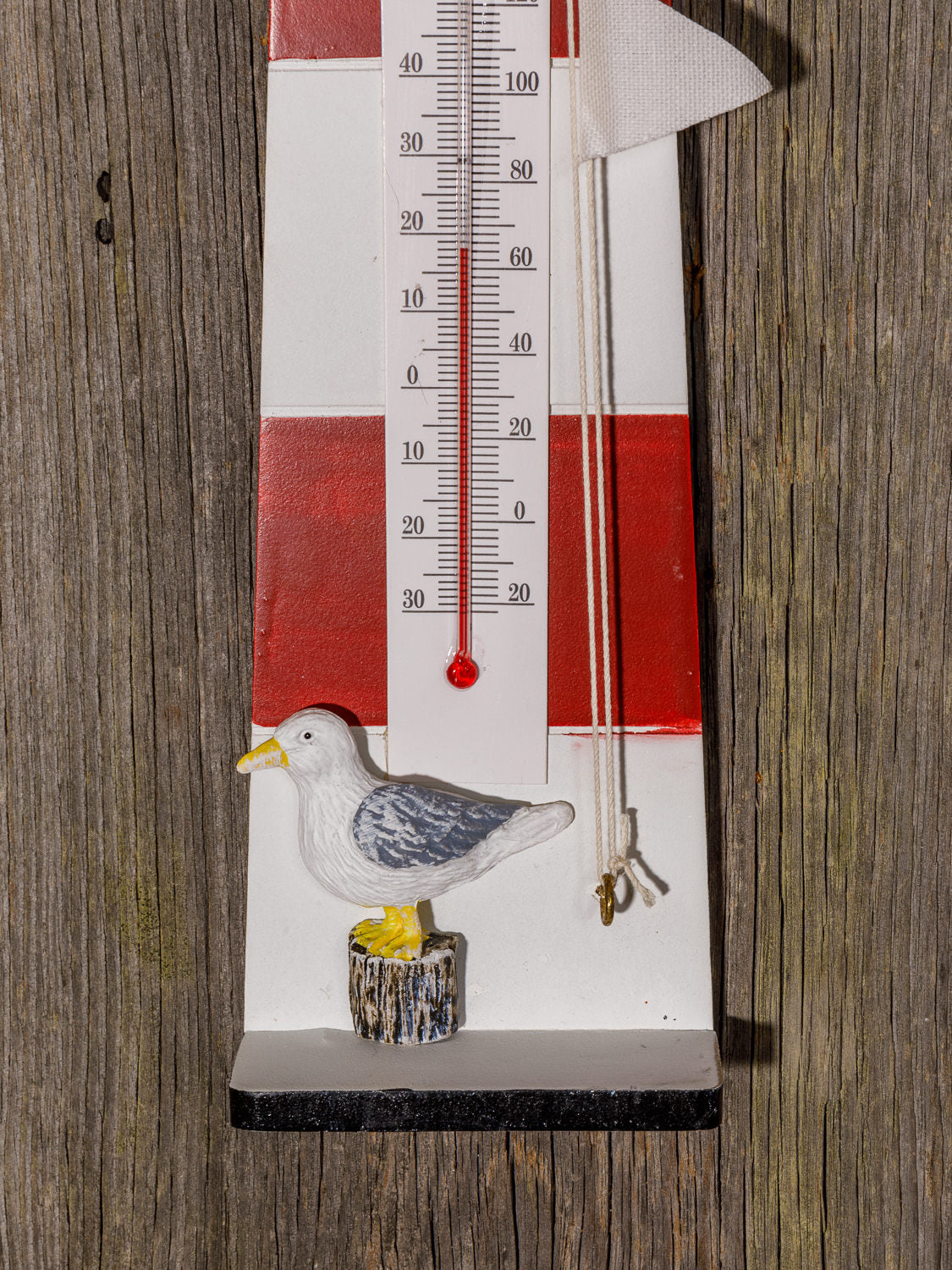 Thermometer Leuchtturm rot weiß